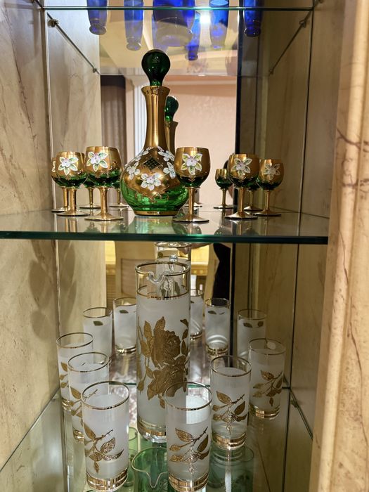 Графины со стаканами, богемское стекло Чехия, оригинал