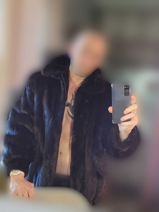 Мъжко яке от естествен косъм Визон (американска норка) кожа , фур,