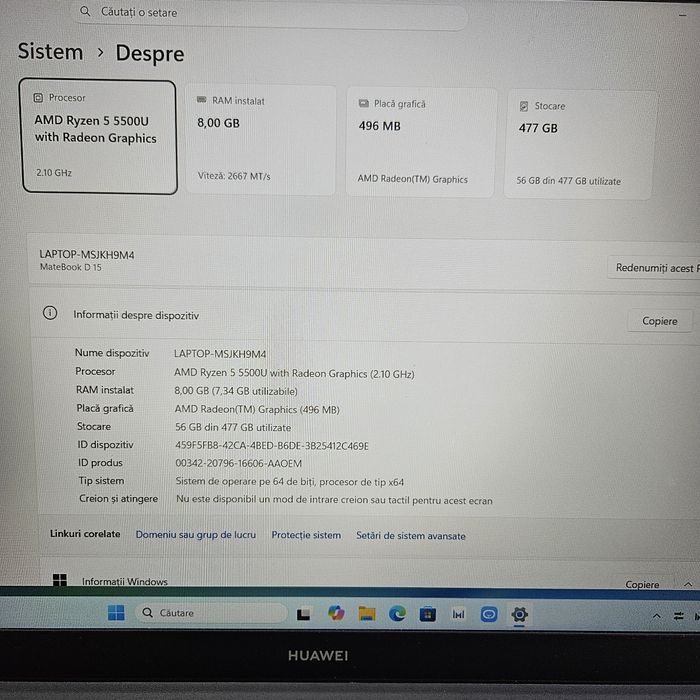 Huawei MateBook Ryzen 5 5500U 512/8GB Zeus Amanet Vitan 7366