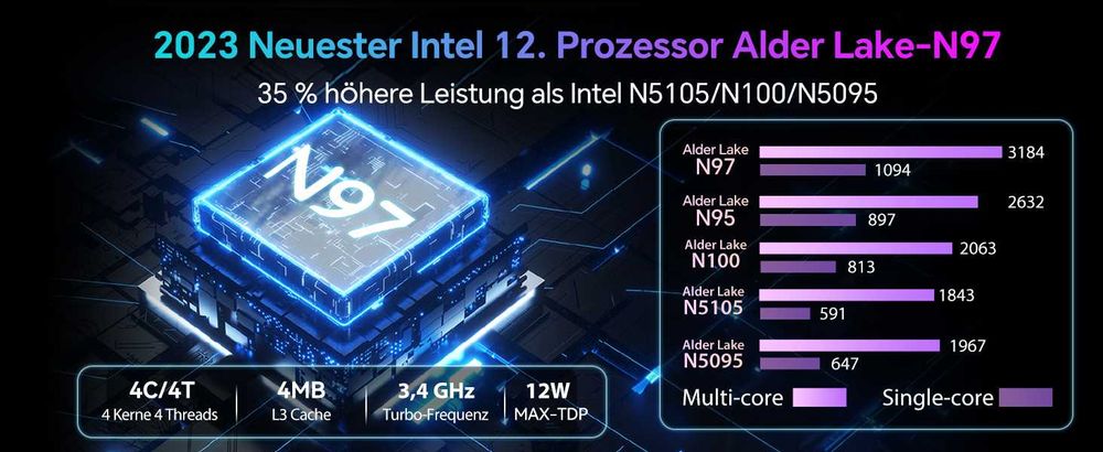 Blackview MP80 Мини компютър, 16GB RAM, 512GB, черен