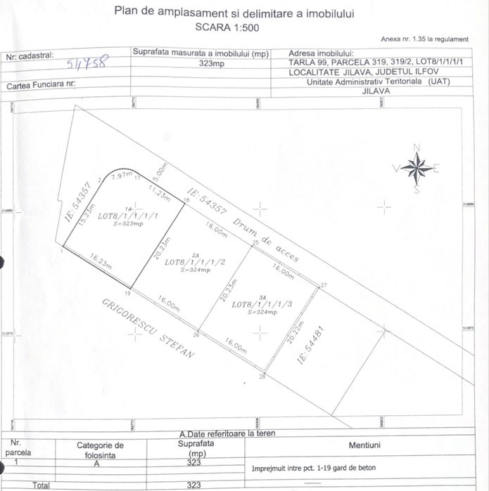 Vand teren intravilan Jilava cu proiect S+P+E si autorizatie construir