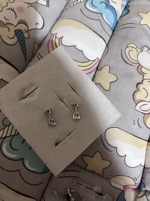 Пусеты с бриллиантами белое золото серьги