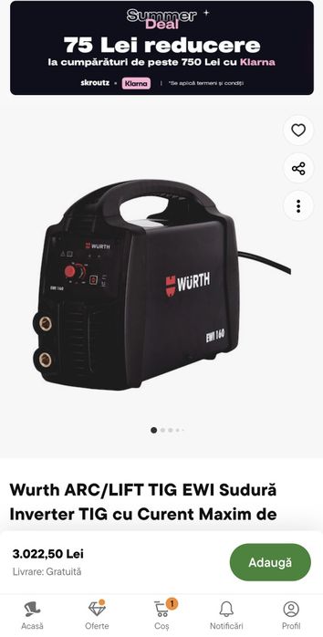 Apărat sudura de la wurth/model ewi  160s new/nou sigilat neutilizat/