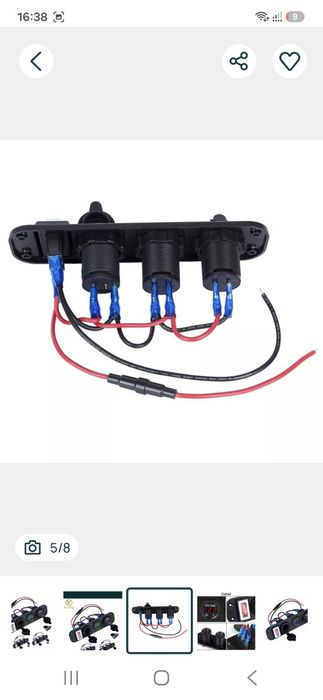 Panou 4in1 cu priză brichetă si voltmetru•ampermetru•usb