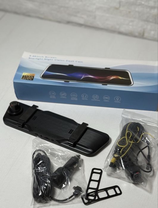 Cameră Video Auto DVR Tip Oglindă – Ecran Tactil 10 Inch, Rezoluție Full HD 1080P, Cameră Spate Marșarier & Night Vision HD