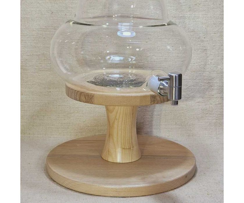 Carafă TC Universe 10L cu Floarea Vieții Platina și stativ din lemn – apă structurată / vitalizată