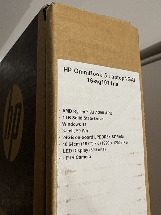 Hp Omnibook, 16” 2K, Amd ryzen AI 7 350, 24gb Ram 1Tb SSD model 2025, SIGILAT Ocazie