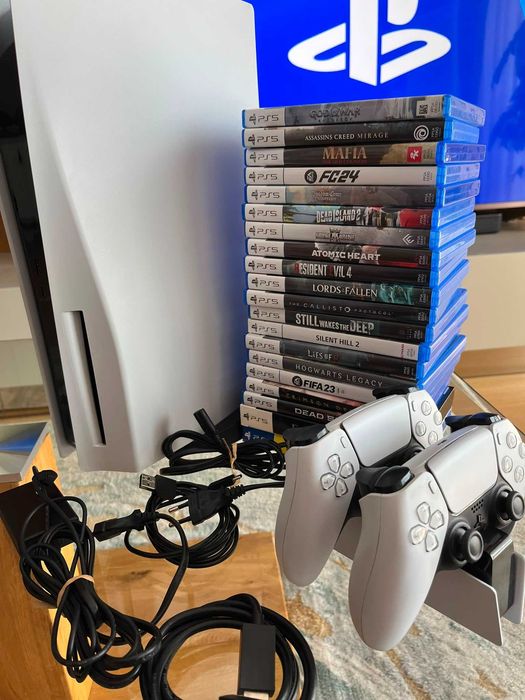 PlayStation 5 Disc Edition, 2 controllere DualSense + Docking Station + 20 jocuri
