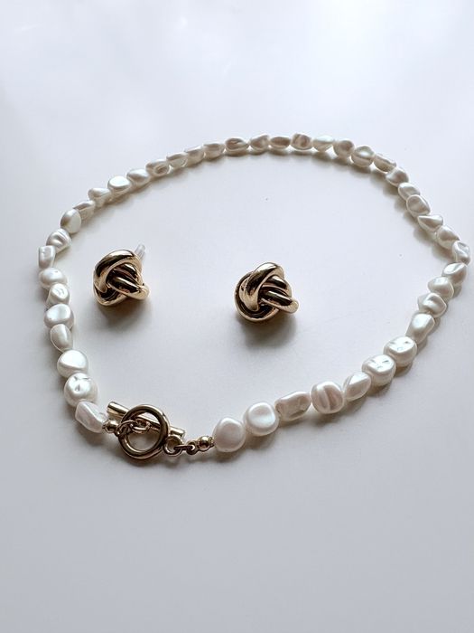 мини перлена огърлица и обеци hm