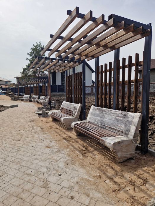 Современная пергола для сада и двора | Металл + дерево