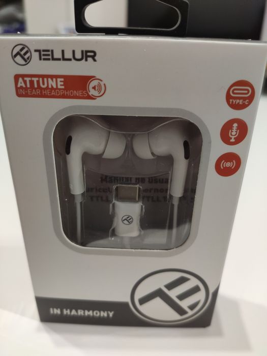 Продавам Слушалки с микрофон Tellur - Attune, бели