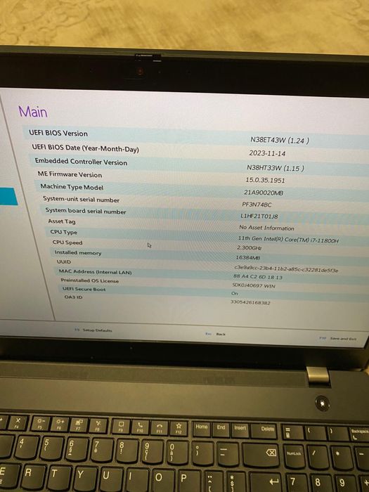 Laptop lenovo tinkpad P15v Gen2!!