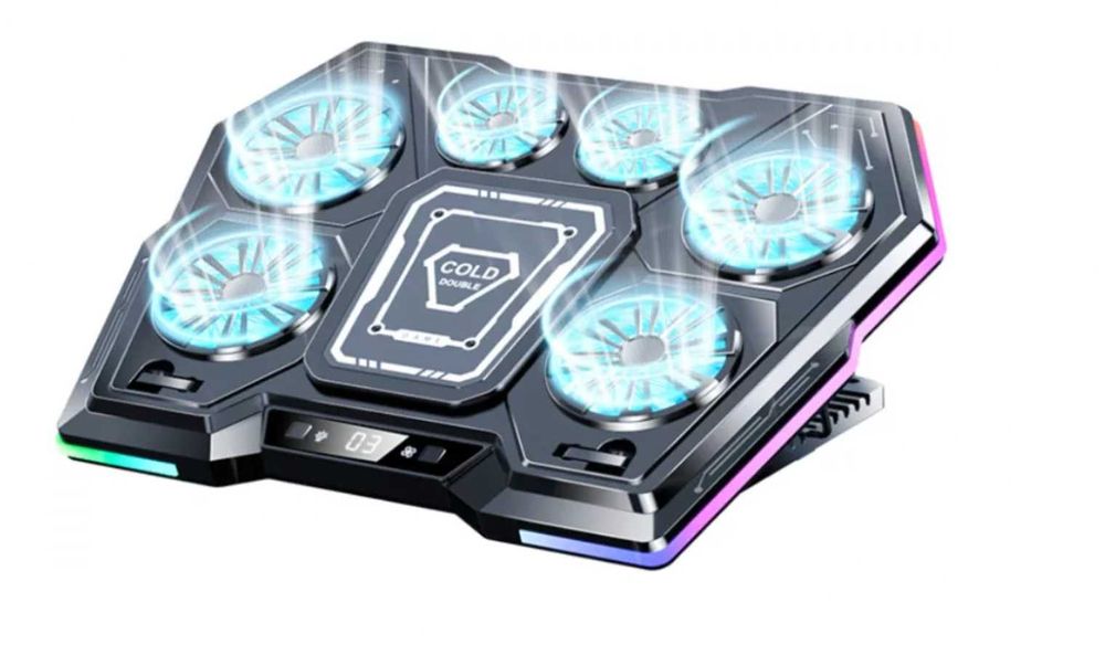 Cooler Laptop 6 ventilatoare RGB cu placa de gheata intre 12" si 21"