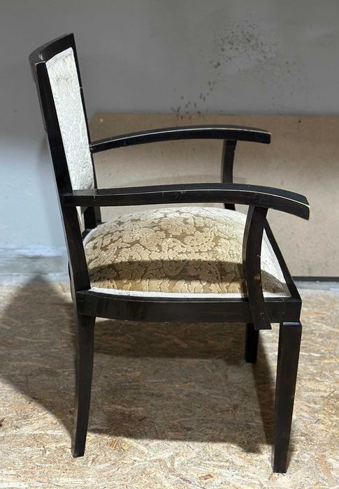 Jilt Vintage din lemn masiv Stil ArtDeco; Scaun cu manere tapitat