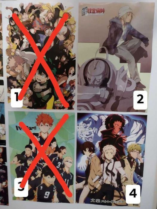 30 бр Аниме плакати от твърда хартия;Gintama, Naruto, Noragami, AoT