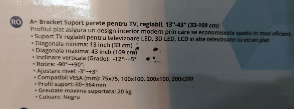 Suport TV, două brațe