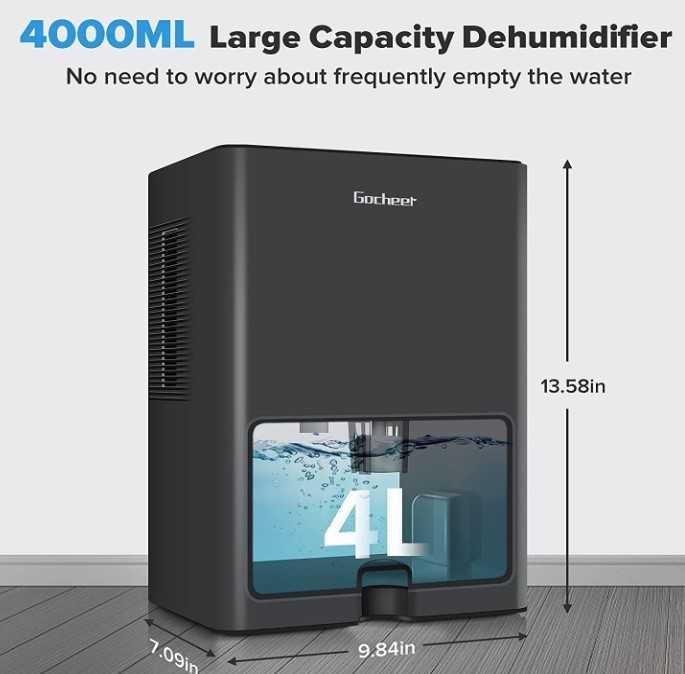Dezumidificatoar Gocheer, 4L cu oprire automată NOU Sigilat