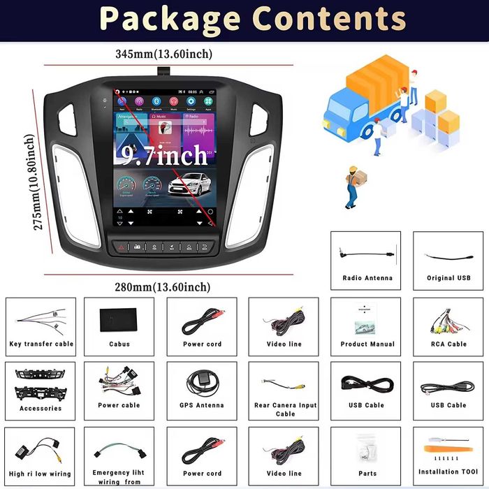 Мултимедия Двоен дин Навигация за Ford Focus 9.7 инча Android DIN Форд