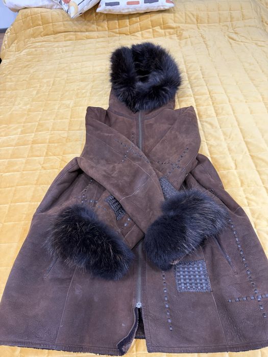 Дубленка цигейковая с капюшоном