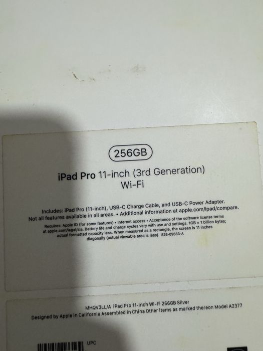 Ipad Pro 11 - inch 256 Gb ( память )