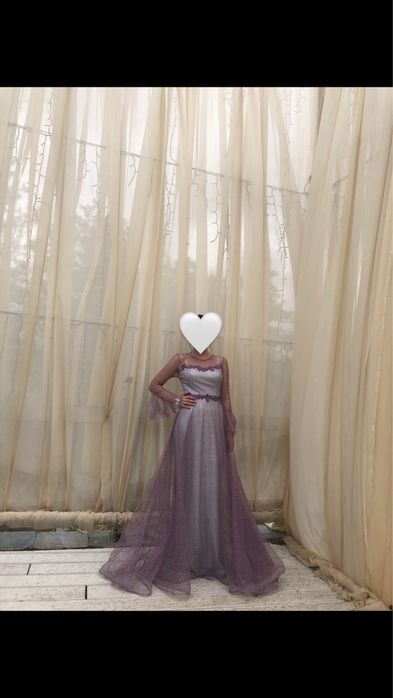 Официална лилава блестяща рокля