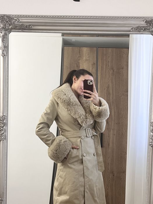 Trench Piele cu blanita detasabila