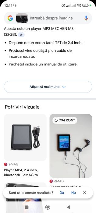 Player MP3 cu căști și husă protecție