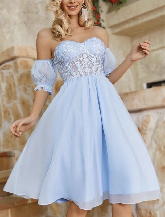 Rochie cu corset, baby-blue