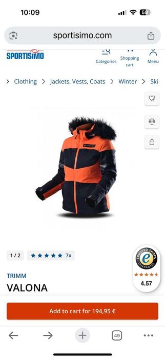 Geaca ski dama marimea S Trimm VALONA