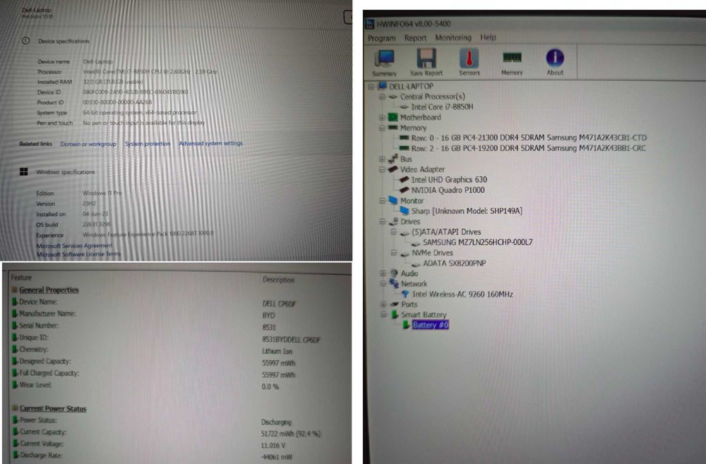 Dell Precision 5530 i7-8850H RAM 32 HDD 512 Quadro P1000 FHD IGZO