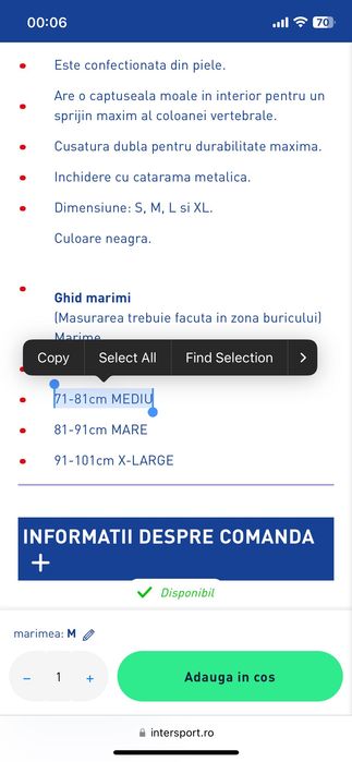 Energetics Centura de ridicare a greutatilor marime M