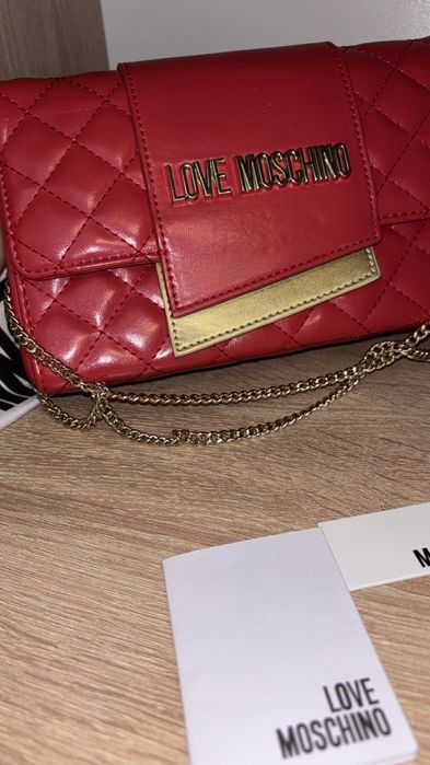 Geanta Love Moschino - Red & gold detail