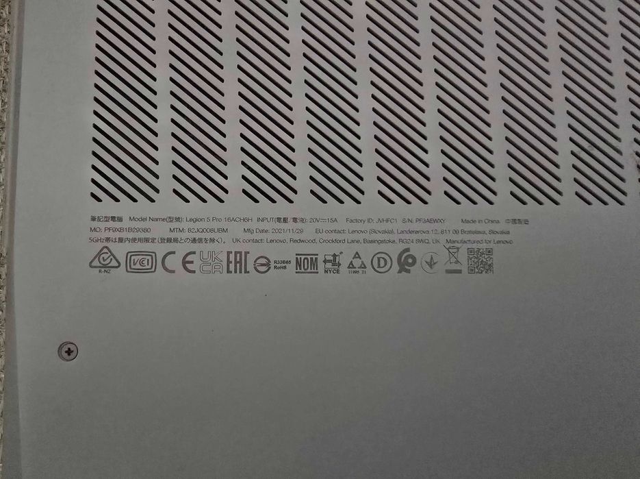 Lenovo Legion 5 Pro с дефект