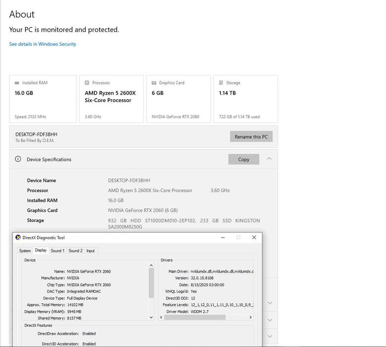 Pc Gaming RTX 2060 RYZEN 5