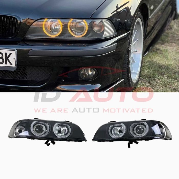 Тунинг фарове с Angel Eyes за BMW E39 (1997–2003) кристални, с крушки