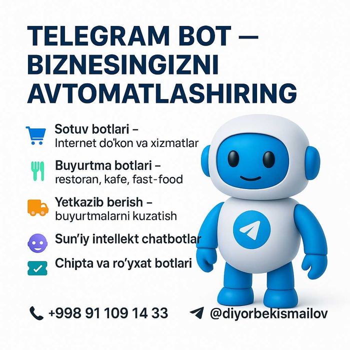 Telegram Bot Yasash Xizmati | Телеграм Бот Ясаш Хизмати