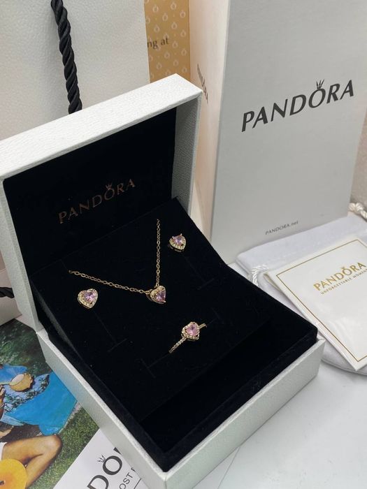Pandora набор(кольцо,серьги,подвеска)