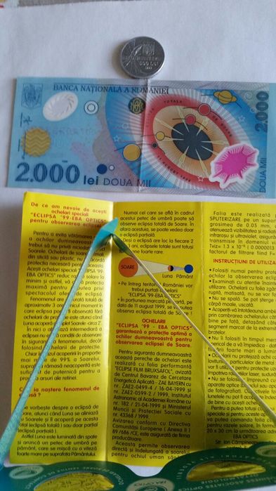 Bacnota si moneda cu eclipsa totala de soare