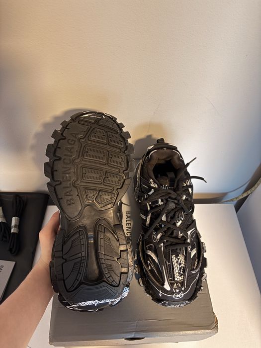 Balenciaga Track Graffiti Black White-Marimea 43 Pe Stoc