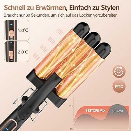 BESTOPE MIX Маша за коса, 3 цилиндъра, 22 мм, Керамична  150°C/210°C