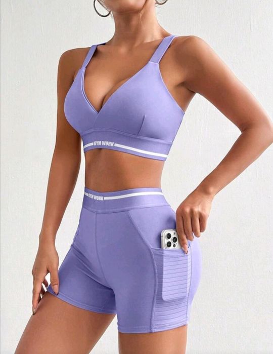 Дамски комплект ежедневни спортни дрехи с къс ръкав