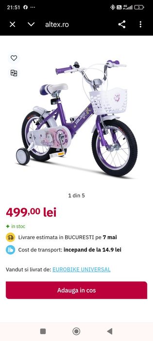 Vând 2 biciclete fetițe