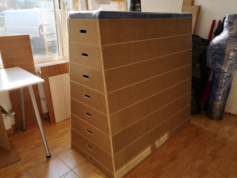 Lada gimnastica trapeizoidala 160 cm cu 8 module din Pal natur