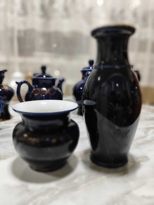 Посуда синяя Новгород СССР.