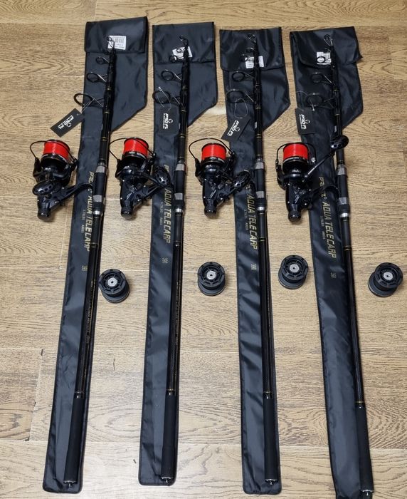 SET 4 Lansete PRO FL AQUA TELECARP 3.9m + 4 Mulinete AVIATOR DP7000