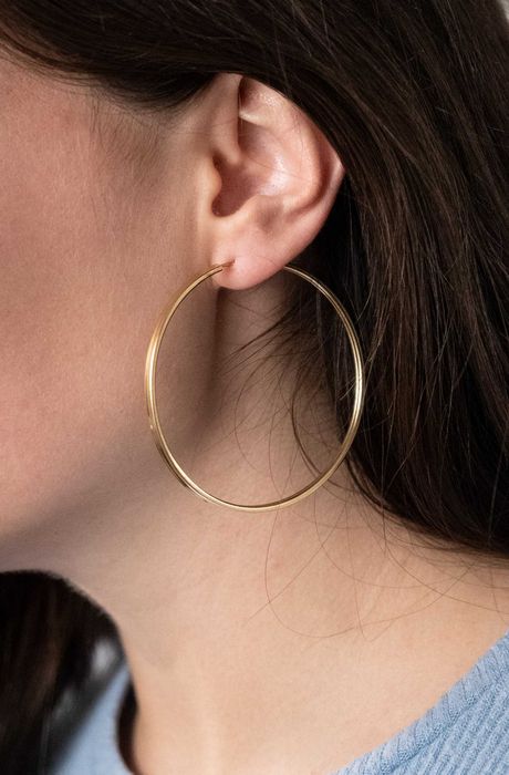 Позлатени обеци, кръгли сребърни обеци, висящи обеци, големи обеци