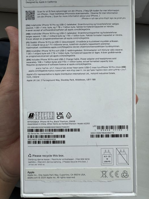 Iphone 16 pro, 256gb