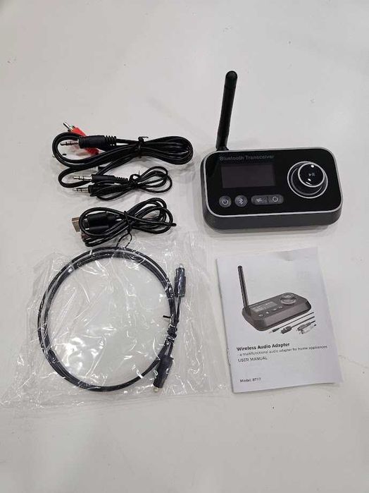 BT17 Bluetooth 5.3 Аудио Адаптер 3 в 1 с LCD дисплей – TX/RX/Bypass, AUX/RCA/Оптичен, двойно свързване