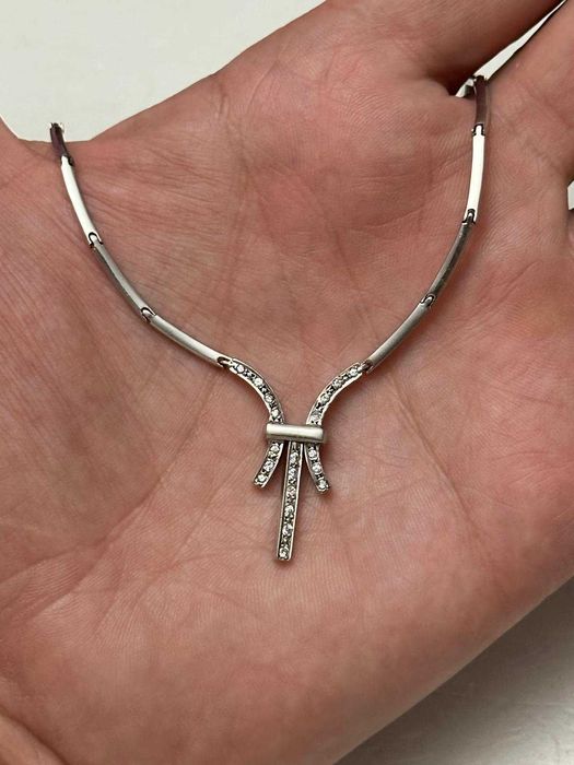 COLIER AUR alb 14K + Cristale Zirconia - 13.8g. - Grecia - 450lei/gr.!