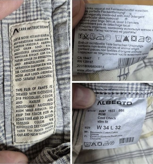 Pantaloni bărbați Alberto, Model ROB Cool Check, Slim Fit, W34/L32